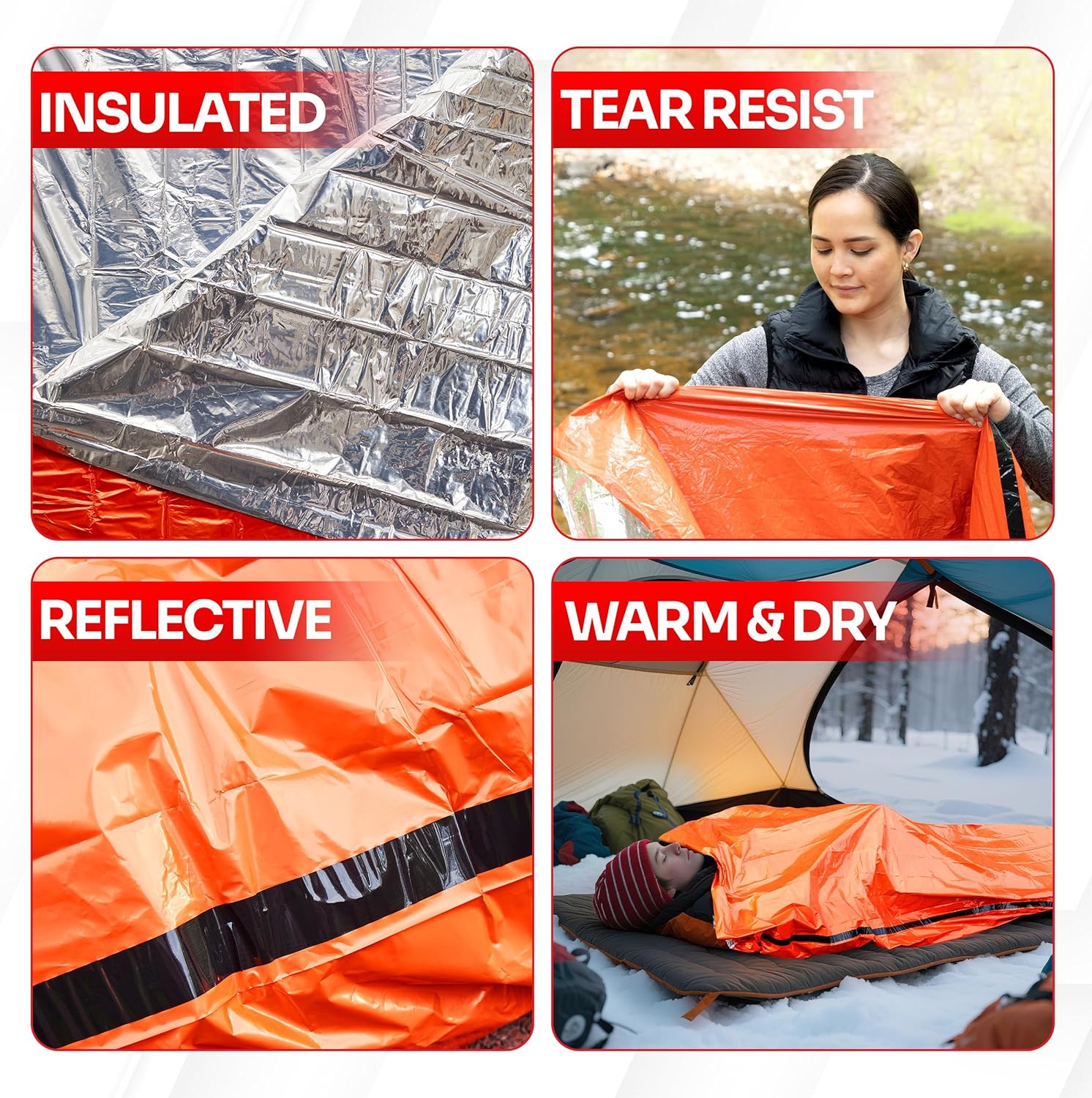 Emergency Sleeping Bag for Survival Gear and Supplies Life Bivy Sack Waterproof Mylar Emergency Blankets for Survival