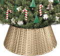 Gold Christmas Tree Collar, 28 Inch Woven Xmas Tree Skirt for 7.5 ft Trees, Stylish Rustic Basket for Tree Base Cover