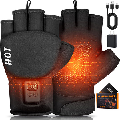 Heated Gloves for Men Women- Rechargeable Electric Full & Half Hands Electric Heated Gloves Cold Winter Outdoor Work