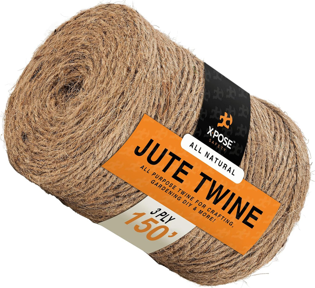 Jute Twine - 3 Ply Brown Roll 150 Feet Natural Jute String for Crafts, Packaging, Wrapping, Decorative Rope Cord for