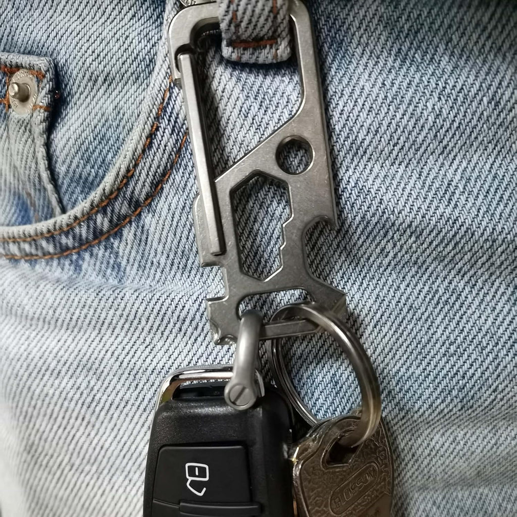 Titanium Carabiner Clip for Keys,Multifunctional EDC Keychain with Keyring,Backpack Accessory