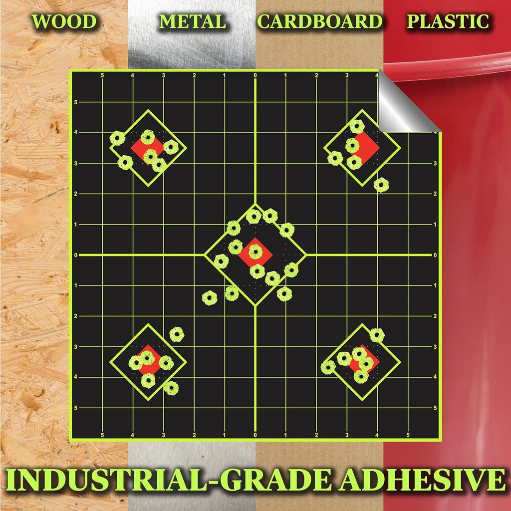 12 x 12 inch Sight in Stick & Splatter Self Adhesive Shooting Targets - Shots Burst Bright Fluorescent Yellow - Great