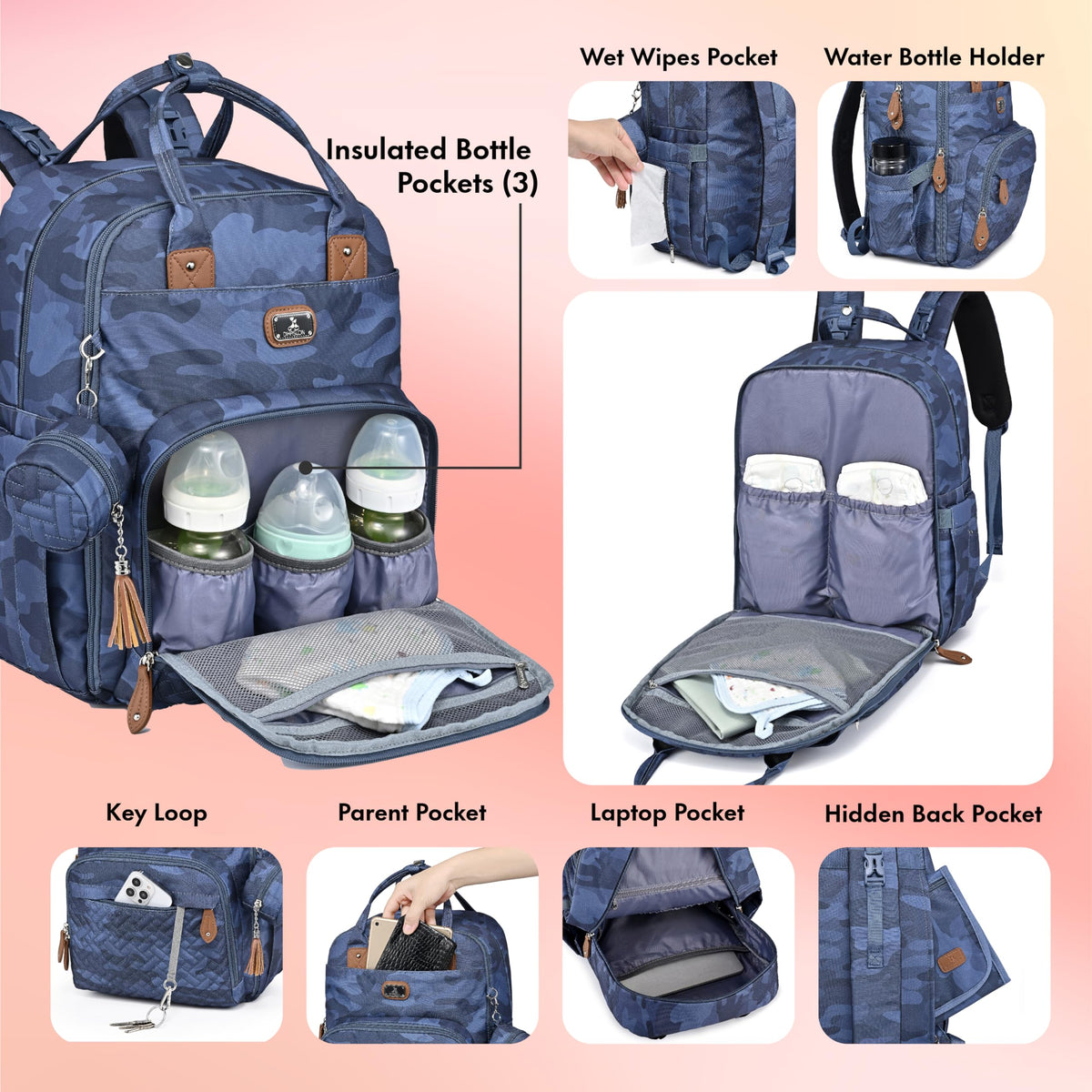 Diaper Bag Backpack with Portable Changing Pad,Baby Essentials