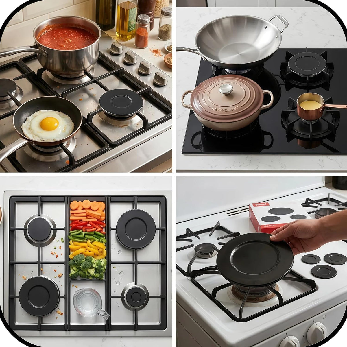 4 Pack Set of Gas Stove Burner Caps Suitable for Sabaf Equipped