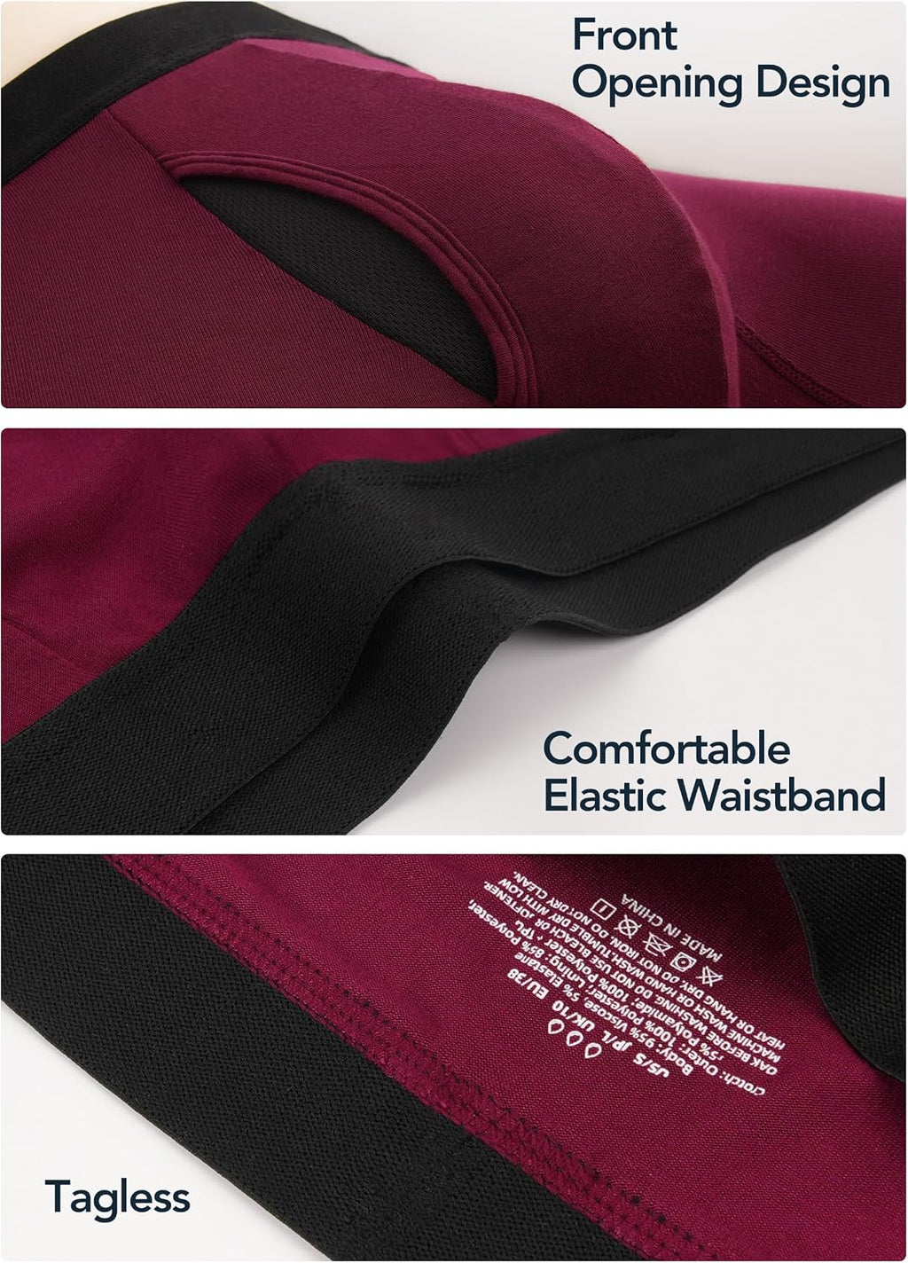 Mens Incontinence Underwear Washable Boxer Briefs 5 Pack