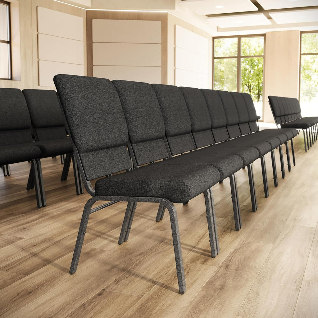 Hercules 18.5 in Wide Fabric Church Chair, Dark Gray
