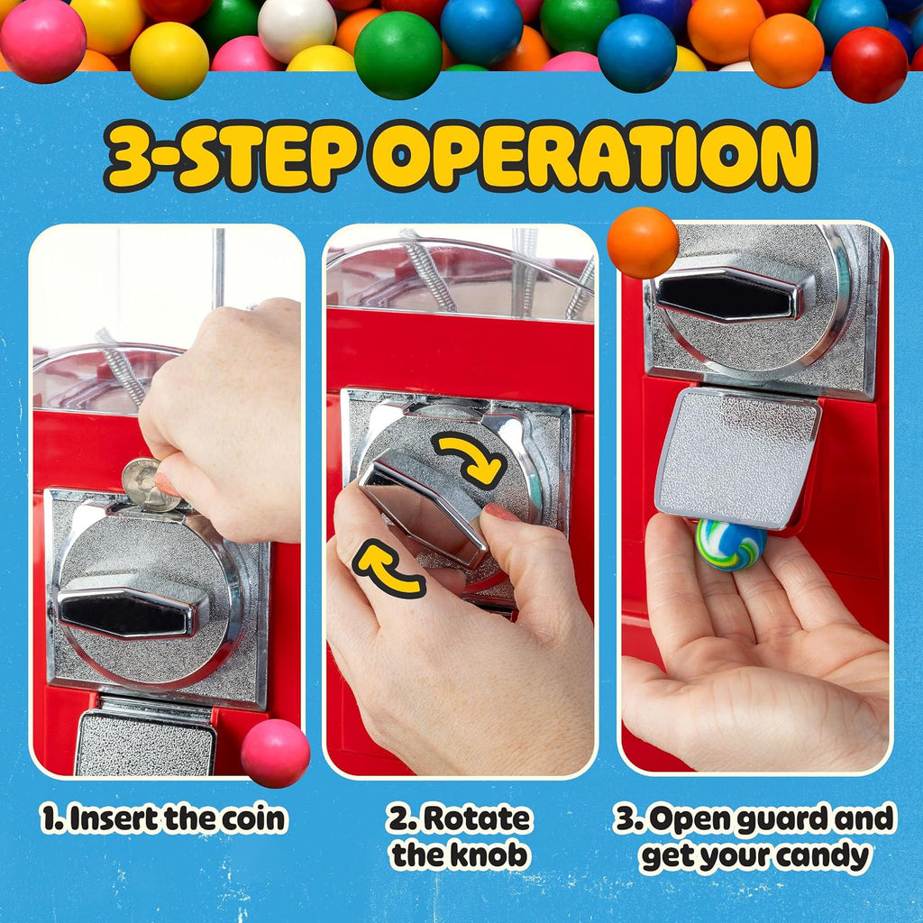 Popcorn 3 Compartment Gumball Machine, Red