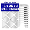 16x25x2 Air Filter MERV 8, AC Furnace Filters (12-Pack)