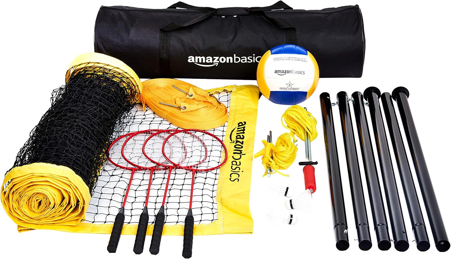 Portable Outdoor Volleyball and Badminton Combo Set with Sturdy Poles and Storage Bag