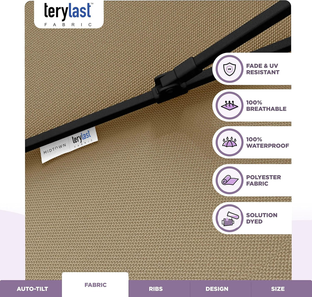 Lean - 9 Ft Patio Umbrella, Chestnut Beige Canopy