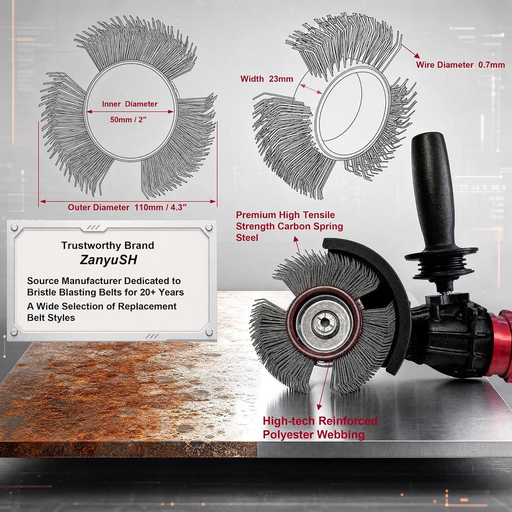 Abrasive Wire Wheel Belts, 23mm Bristle Blasting Wheels, 1PCS