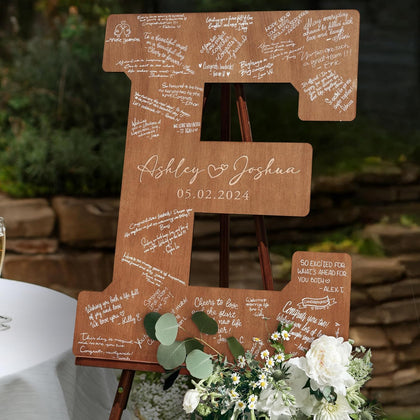 Wedding Guest Book Alternative Wooden Letter Personalized, Custom Initial Wedding Guest Book Alternative with Names |