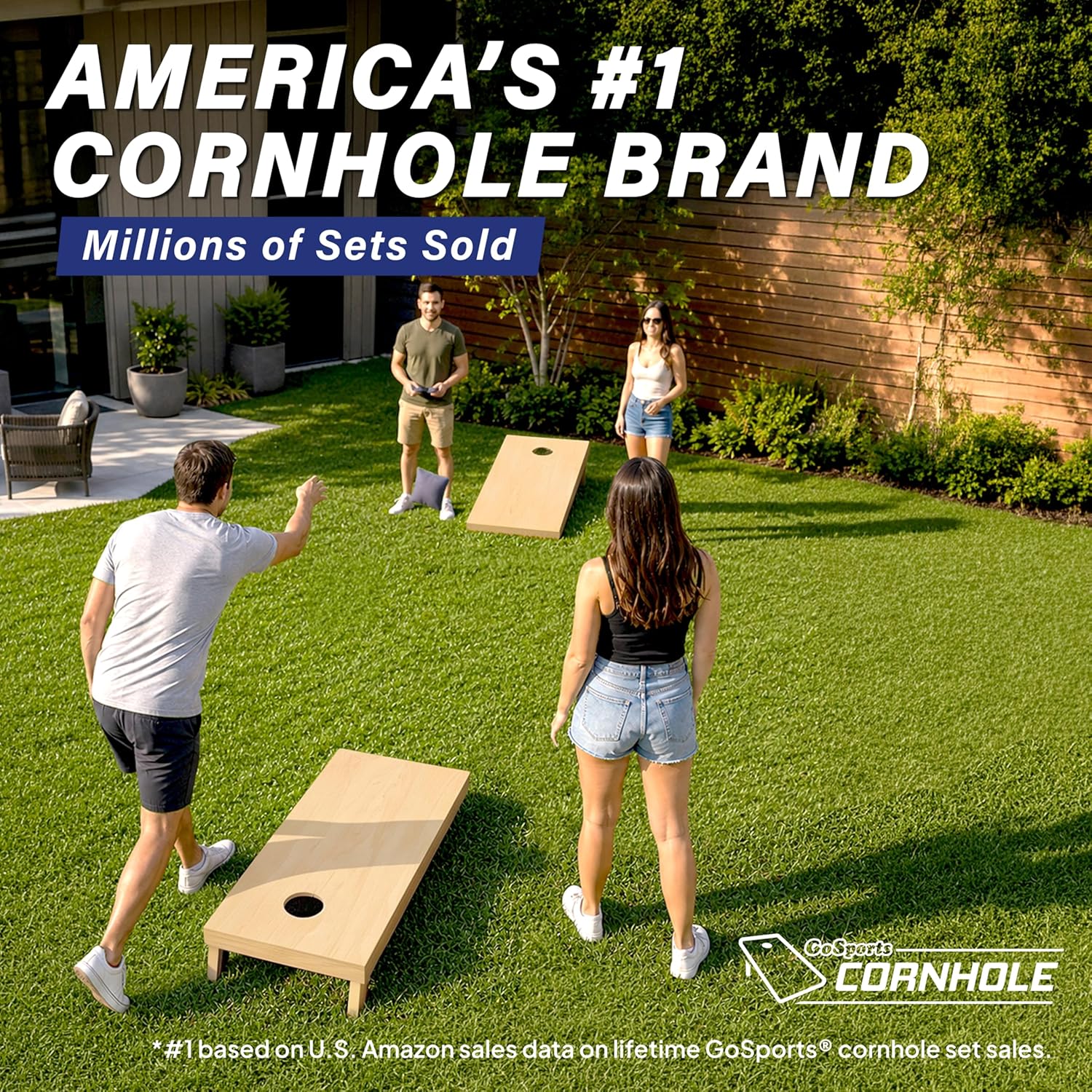 Solid Wood Premium Cornhole Sets - Choose 4 x 2 ft or 3 x 2 ft - Game Boards Include Set of 8 Cornhole Toss Bags