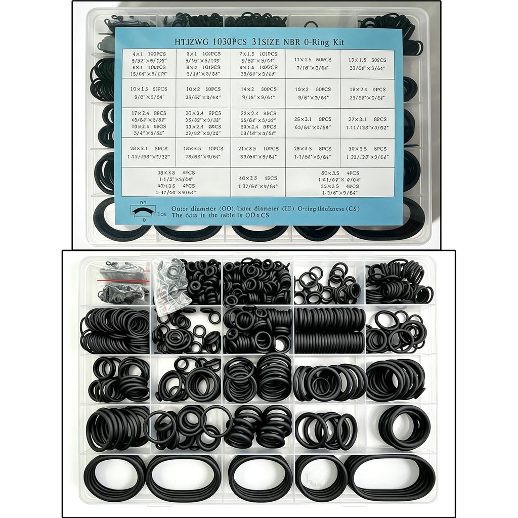 1030PCS Nitrile Rubber O-Ring Assortment Kit in 31 Sizes