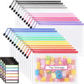 24 Pack Mesh Zipper Pouch with Sticky Labels, A4 Mesh Bags Organizer