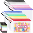 24 Pack Mesh Zipper Pouch with Sticky Labels, A4 Mesh Bags Organizer