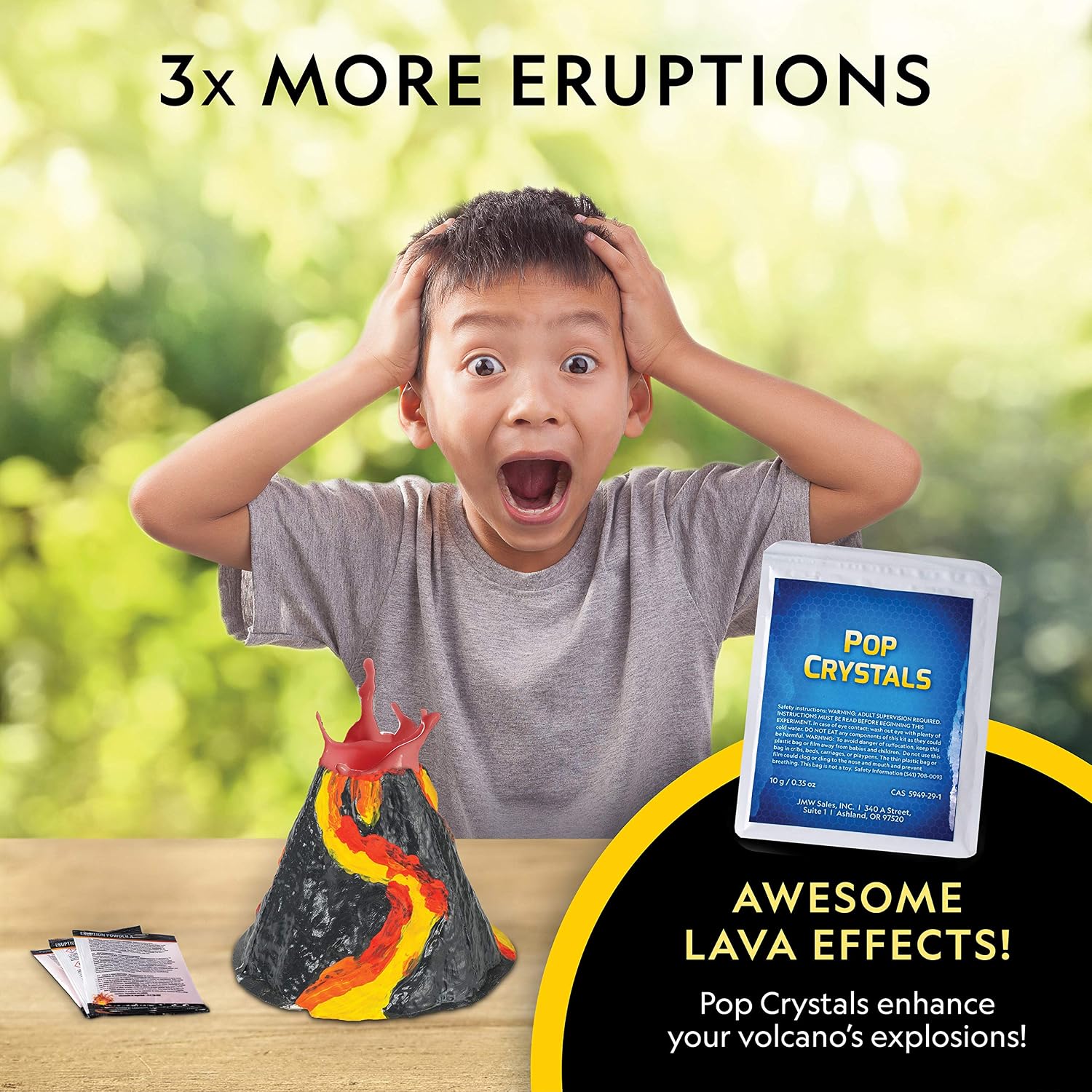 National Geographic Ultimate Volcano Science Kit for Kids Ages 8-12 | 3X More Eruptions, Pop Crystals with Exciting