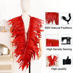 Red Rooster Feather Trim for DIY Sewing Crafts, 10-12inch 2 Yards