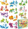 12 Packs Dinosaur Party Favors for Kids - 417 PCS Mini Dinosaur Building Blocks Set Toys for Boys Kids Easter