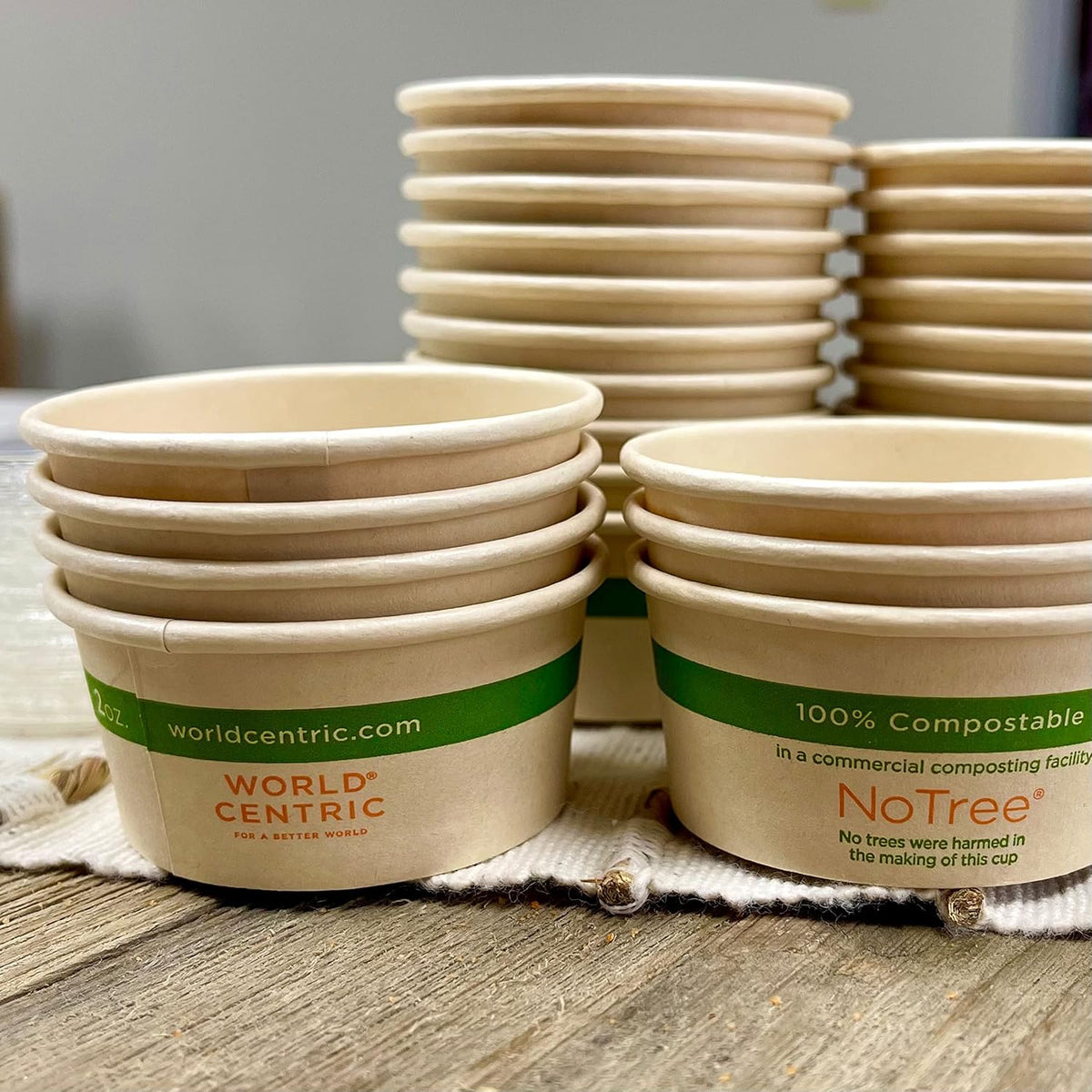 2 Ounce Souffle Cups and Lids - 100% Biodegradable and Compostable - 100 Pack