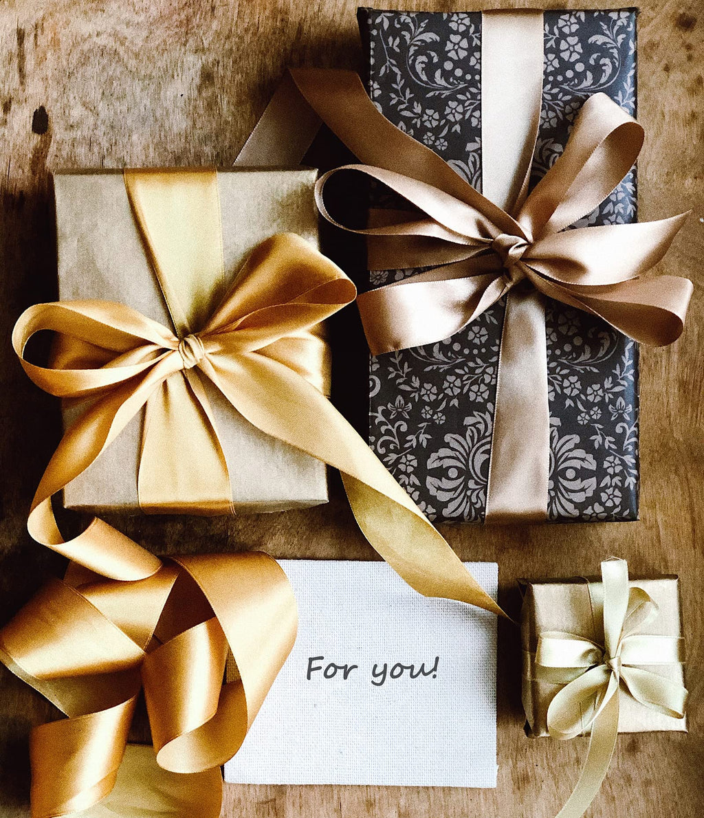 1 Inch Champaign Gold Solid Satin Ribbon for Gift Wrapping, 50 Yards
