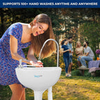 Portable Hand Washing Station, 100+ Hand Washes, Hands-Free Foot Pump, Soap Dispenser, and Drain Hose, Ideal for
