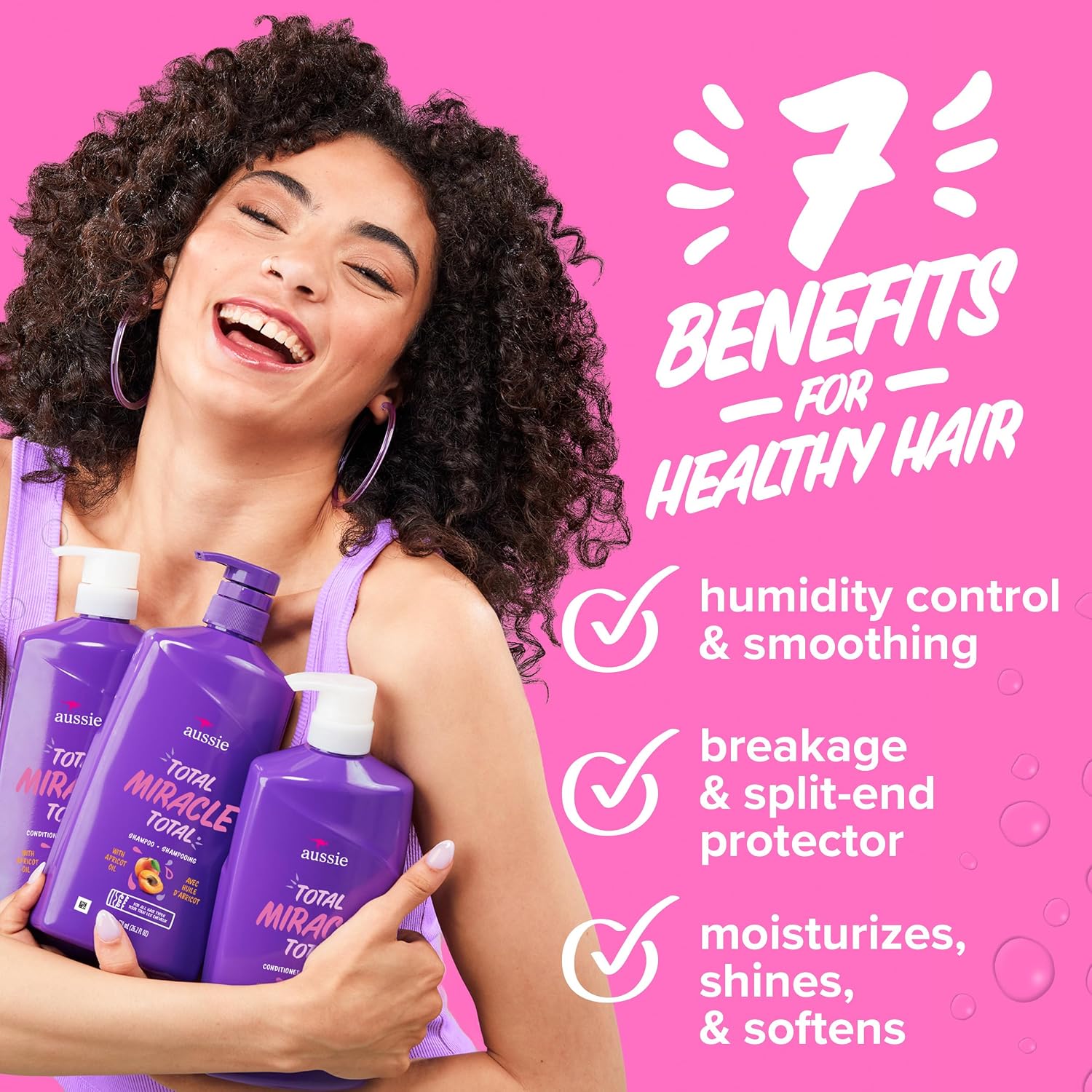 Total Miracle Hair Care Bundle: Shampoo, Conditioner, and 3 Minute Deep Treatment with Apricot & Macadamia Oil