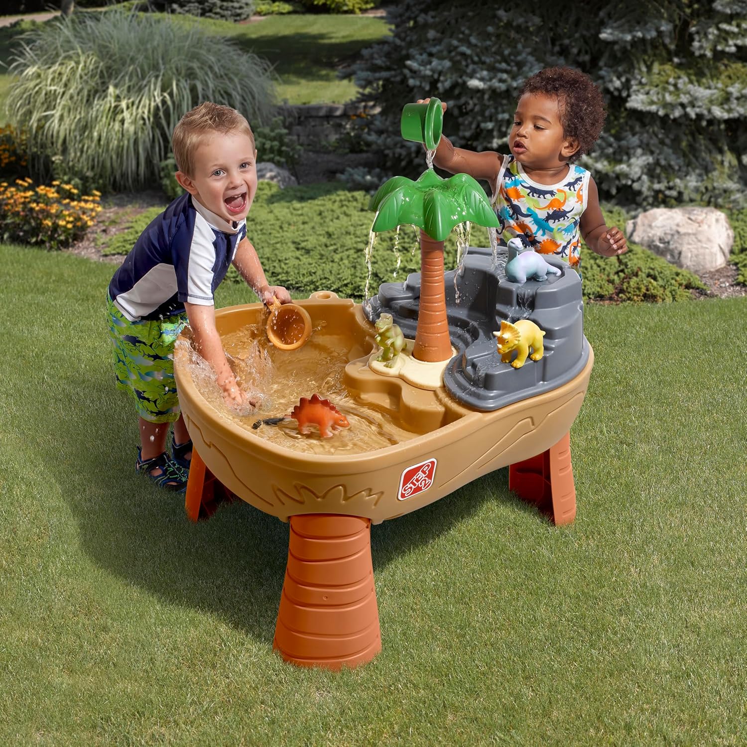 Step2 Dino Dig Sand and WaterTable, Kids Activity Sensory Playset, Summer Outdoor Toys, 7 Piece Water Toy