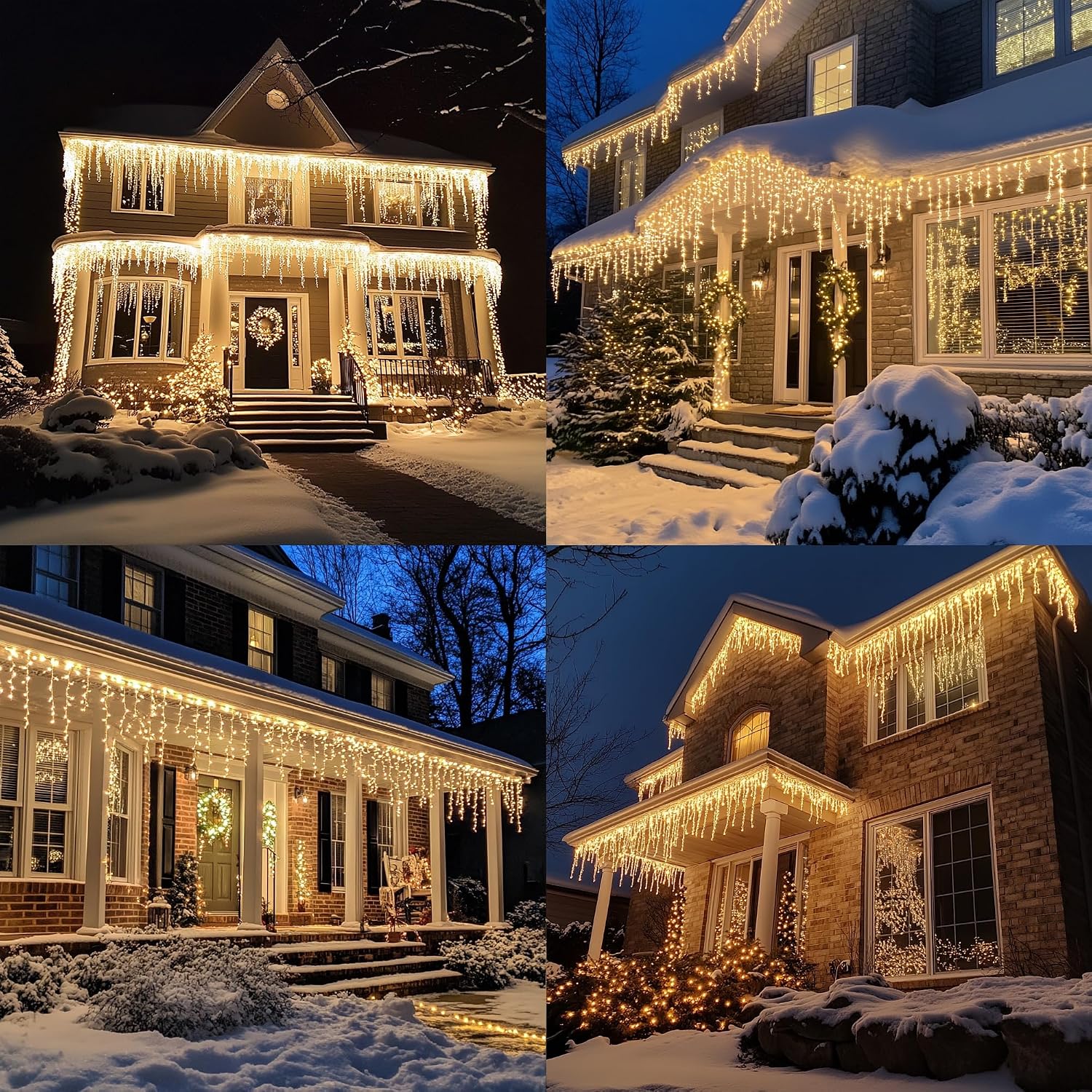 Christmas Icicle Lights, 88.5 FT 1080 LED 8 Modes Curtain Fairy Lights with 180 Drops, Xmas String Lights for Outdoor