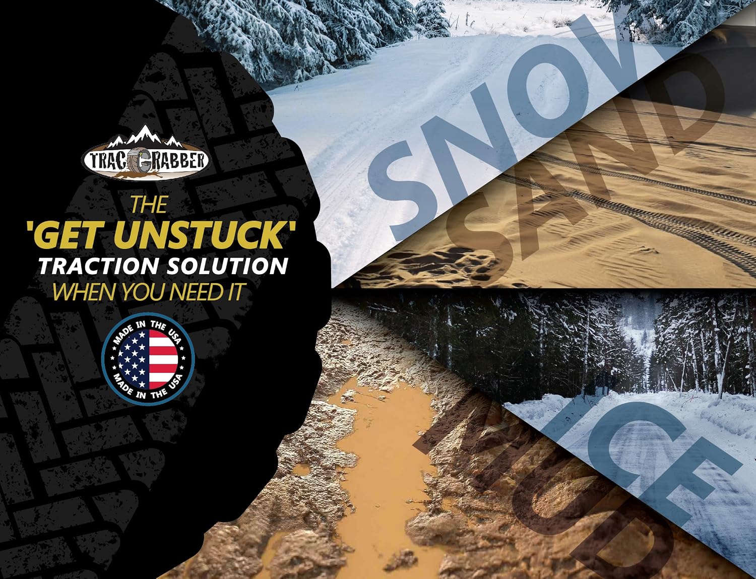 Tire Traction Device for Trucks & Large SUVs, Set of 4 - Made in the USA, Anti Skid Emergency Tire Straps to Get
