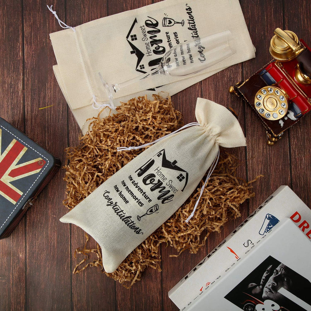 8 Pcs New Home Wine Gift Bag Burlap for Housewarming Bottles