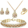 4 Pcs Cubic Zirconia Wedding Jewelry Sets for Bride Bridesmaid Cubic Zirconia Pendant Necklace Earrings Link Tennis