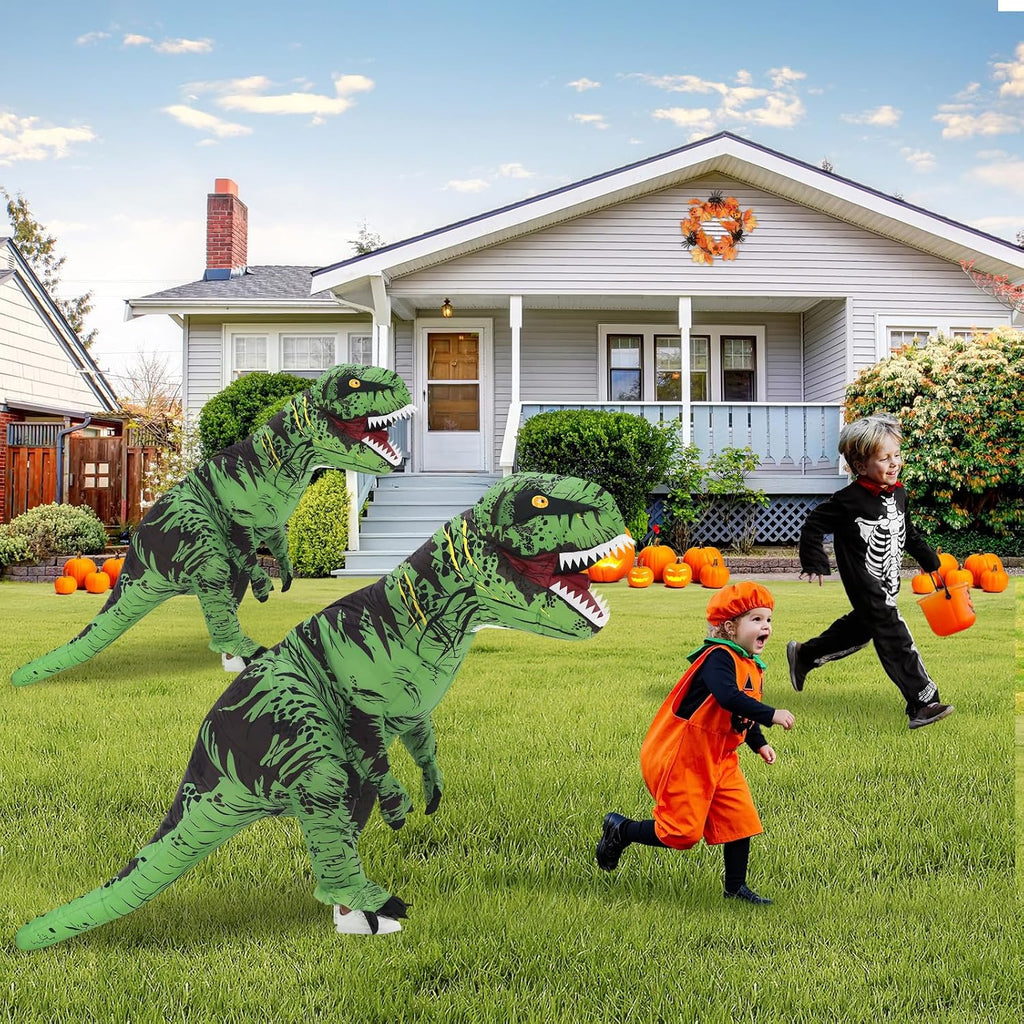 Inflatable Dinosaur Costume for Adult,Halloween Costumes T Rex Blow Up Costumes for Women Men,Funny Cosplay Party(Green)