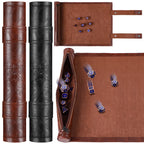 Dice Mat Tray Rolling Mat with Zipper PU Leather Folding Scroll Dice Bag Holder Table Christmas Game