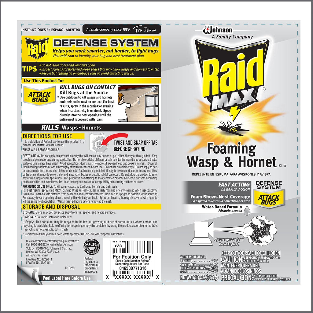 Wasp and Hornet Killer Spray, Kills the entire nest, Kills Paper Wasps, Yellow Jackets, Mud Daubers and more, 13 oz