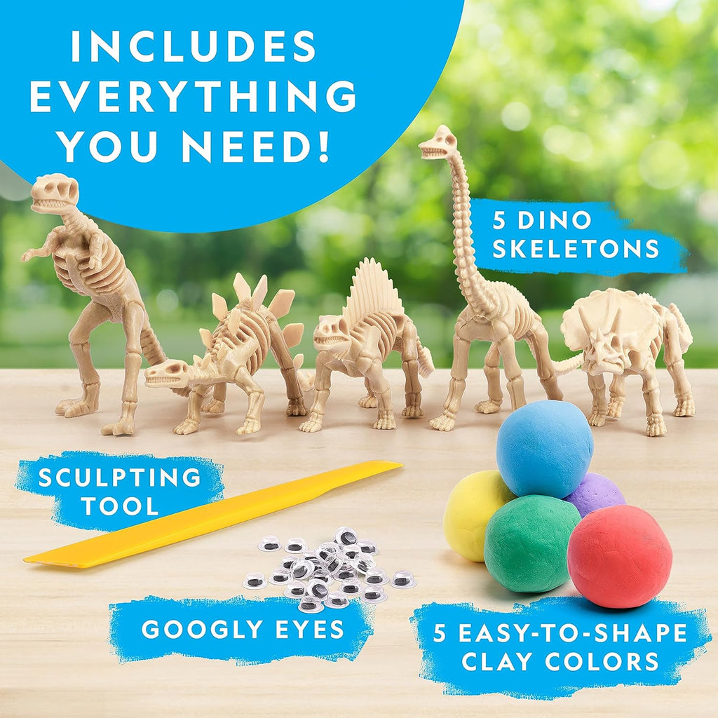 National Geographic Clay Dinosaur Arts and Crafts Activity Kit for Kids | Dinosaurs Toys, 5 Clay Colors, 5 Skeleton