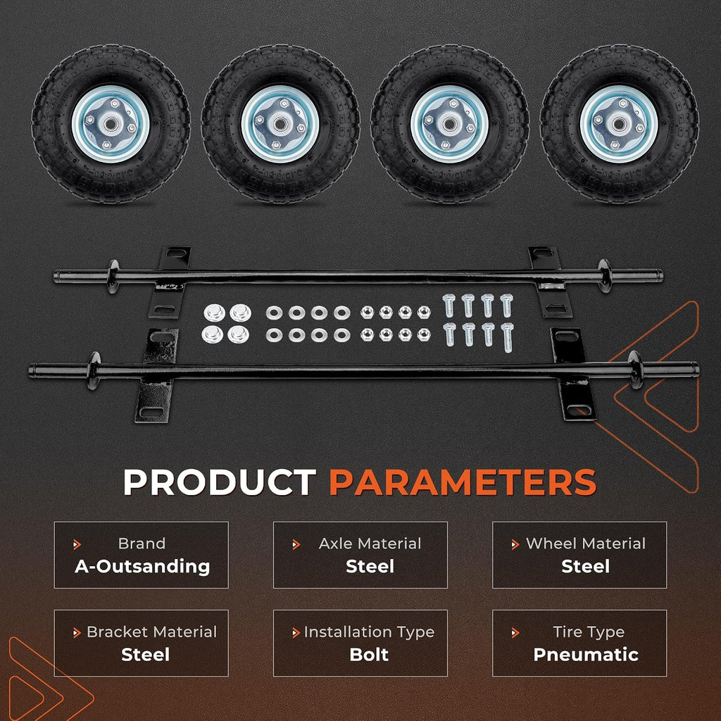 10-Inch Pneumatic Tires Generator Wheel Kit (4 PCS) Compatible with Harbor Freight Predator 6500 8750 9000 Watts