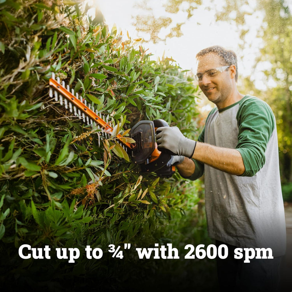 Cordless Hedge Trimmer, 20V 22" Bush Trimmer, WG261.9 | Battery & Charger Not Included; dual-action blades;