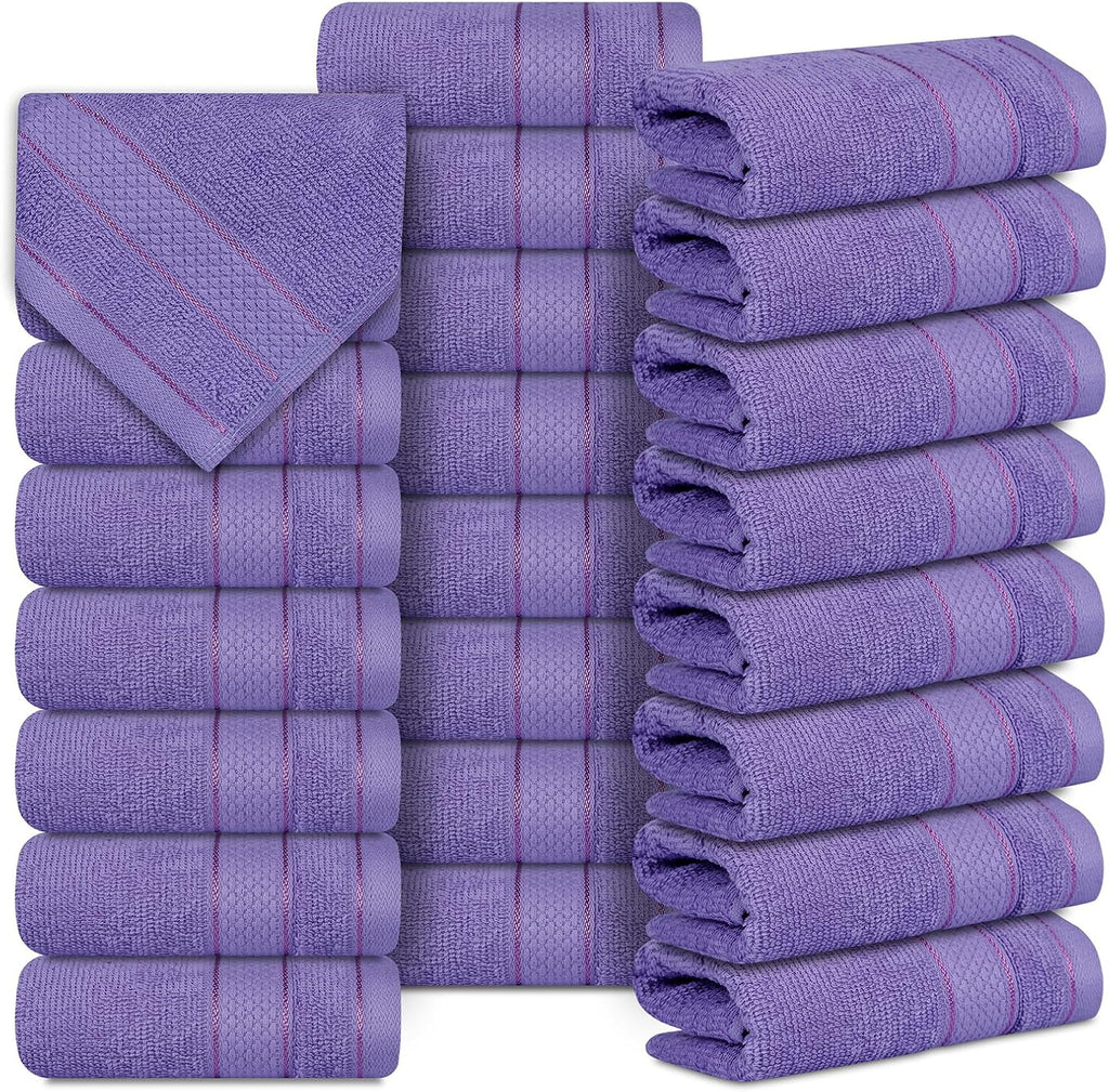 Cotton Washcloths 12x12 Inch Face & Body Towels, 24 Pack Set Soft | Soft Absorbent Quick Dry Wash Cloth Set for