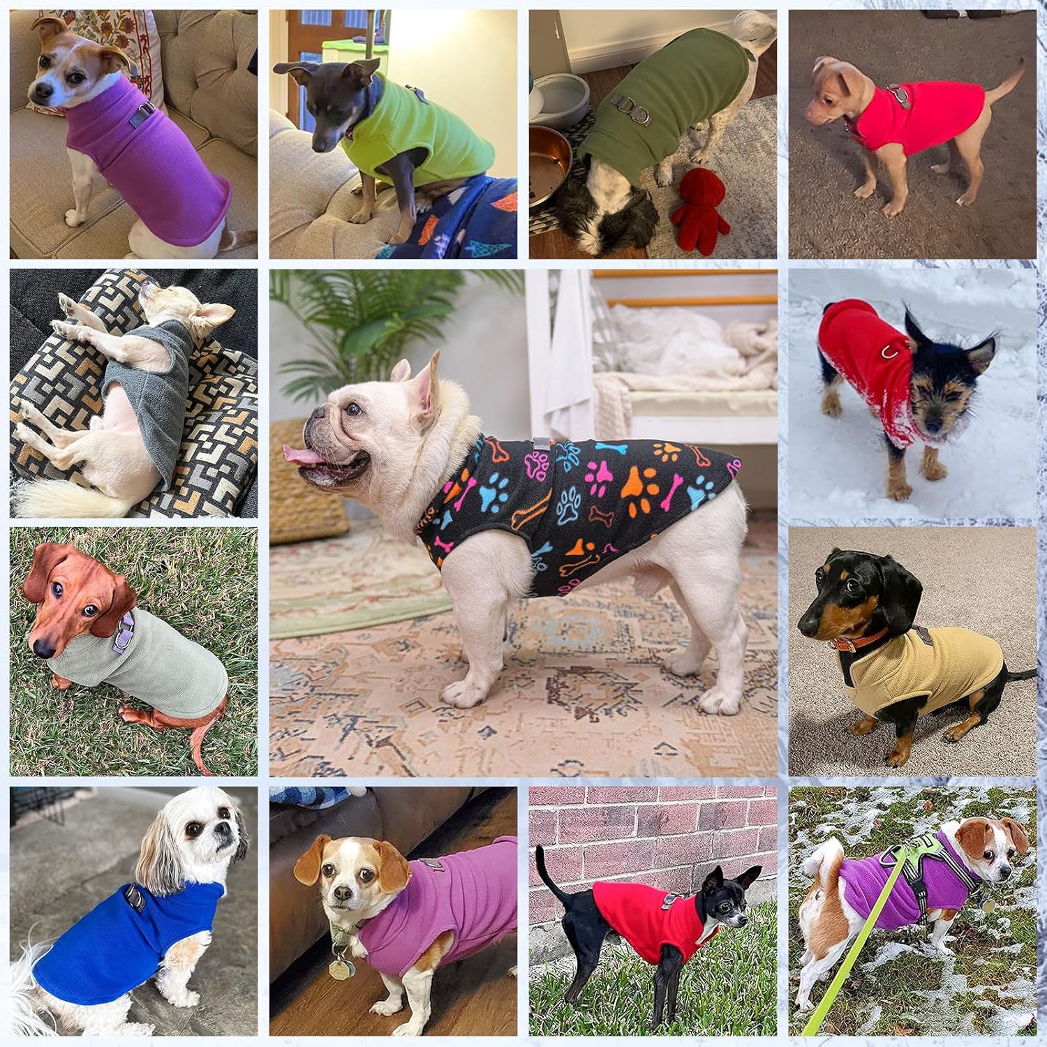 Small Dog Sweater Fleece Vest Winter Jacket, D-Ring Leash Attachment for XS S Puppy Medium Sized Breeds Dogs, Cold