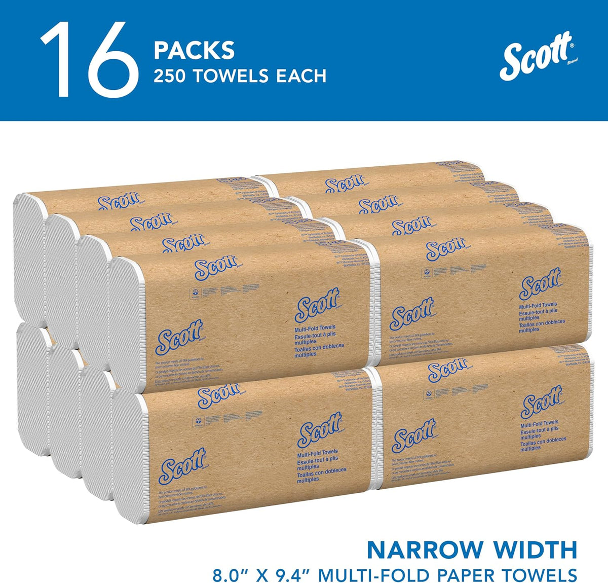 Multifold Paper Towels, Bulk, 16 x 250 Sheets (37490)