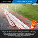 46" Plastic Traffic Delineator Post (Base Not Included) - Reflective Bands (Orange) - Construction Safety - Handle