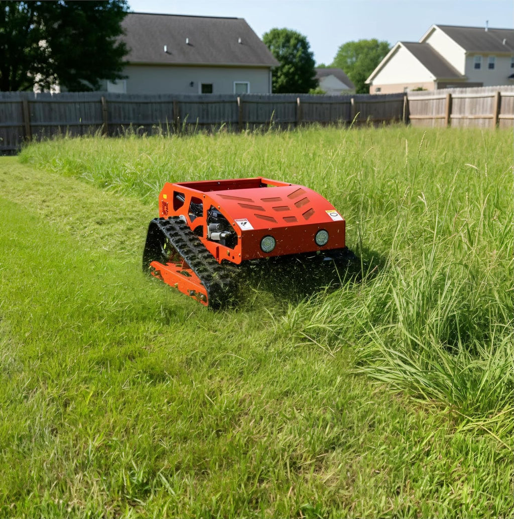9HP Remote Control Lawn Mower, Gas Powered RC Tracked Brush Cutter with 21.7" Cutting Width, 40° Slope-Capable