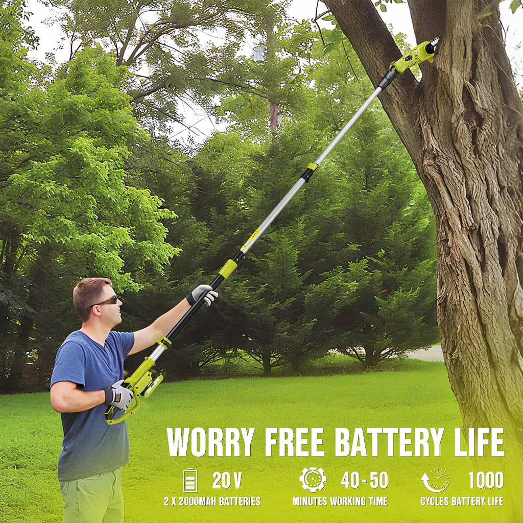20V 8" Cordless Pole Saws for Tree Trimming with Battery & Charger
