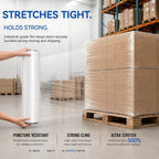 18" x 1500 Ft Stretch Shrink Wrap with Handle, 80 Gauge, 4 Pack