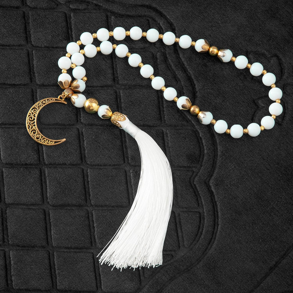 Muslim Prayer Rug with Tasbih Prayer Beads, Soft Large Prayer Matt Islam, Padded Islamic Prayer Mat Thick for Men and