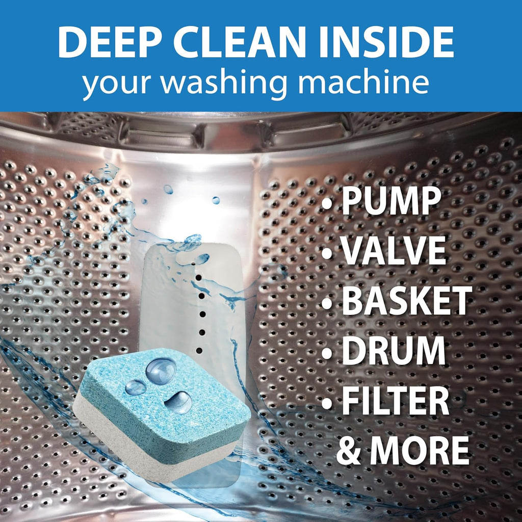 Washing Machine Cleaning tablets, 12 pack is Formulated with Enzyme, Deep Cleans and Deodorizes Front and Top Loading