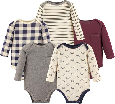 baby-boys Cotton Long-sleeve Bodysuits 5-pack