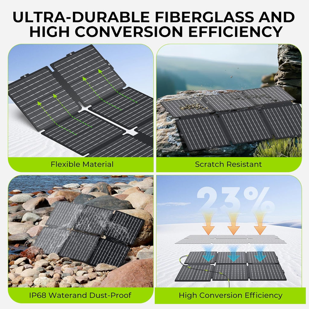Portable Solar Generator, 300W Portable Power Station with Foldable 60W Solar Panel, 110V Pure Sine Wave 296Wh
