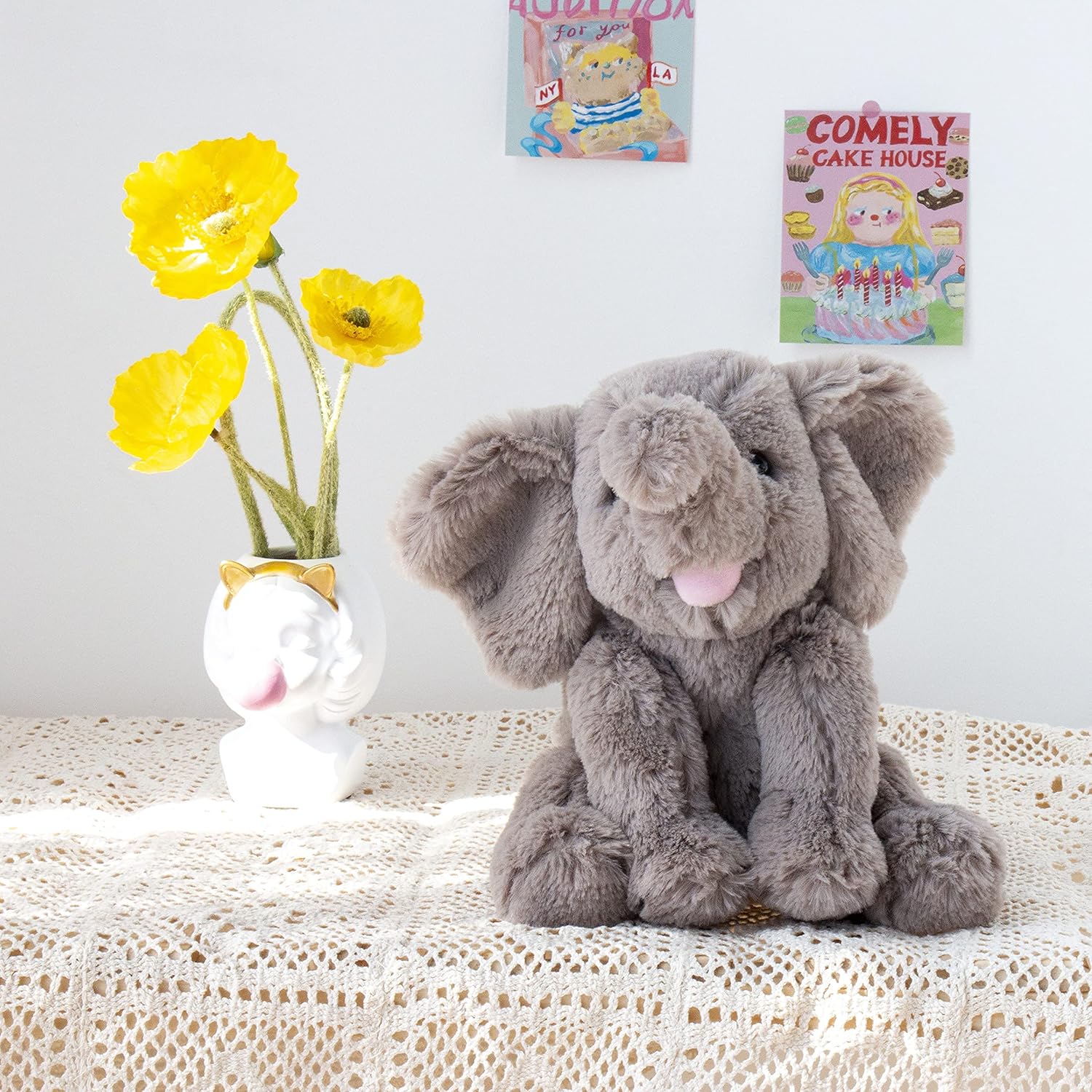 Adorable Plush Calf Elephant Toy Floppy Elephish Ultra Soft Haggable Stuffed Animal Birthday Holiday Gift for Boys